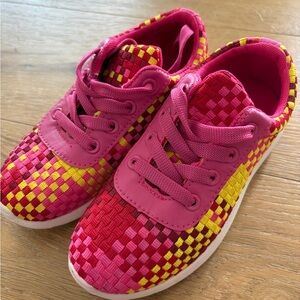 Vibrant Pink and Yellow Kids Sneakers